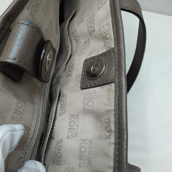 Michael Kors Gray Pebbled Leather Double Handle Tote Bag - Picture 9 of 16